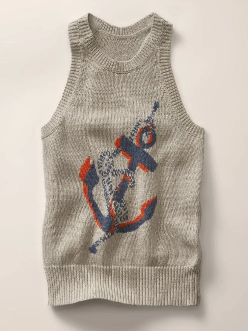Stella McCartney for GAP Beige Knit Tank with Navy and Orange Anchor Motif
